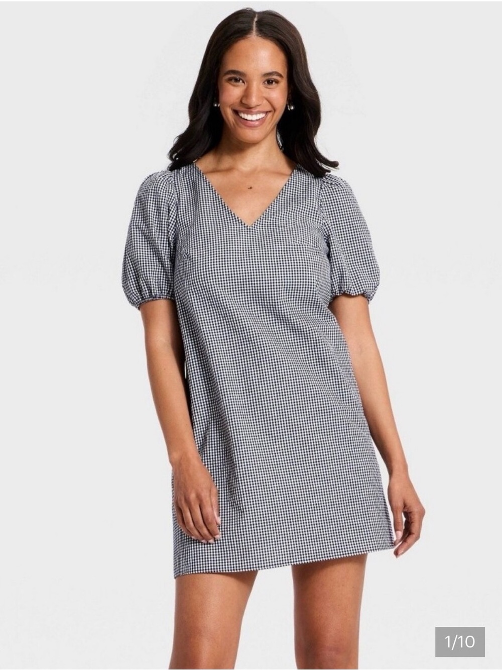 a new day Gingham Puff Sleeve Mini Dress - Size XS